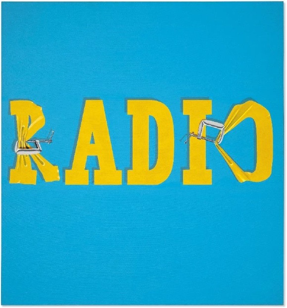 Ed Ruscha (b. 1937), Hurting the Word Radio #2, 1964. Oil on canvas. 59 x 55 in (149.9 x 139.7 cm). Estimate: $30,000,000-40,000,000. Offered in the Post-War and Contemporary Art Evening Sale on 13 November at Christie’s in New York. © Ed Ruscha