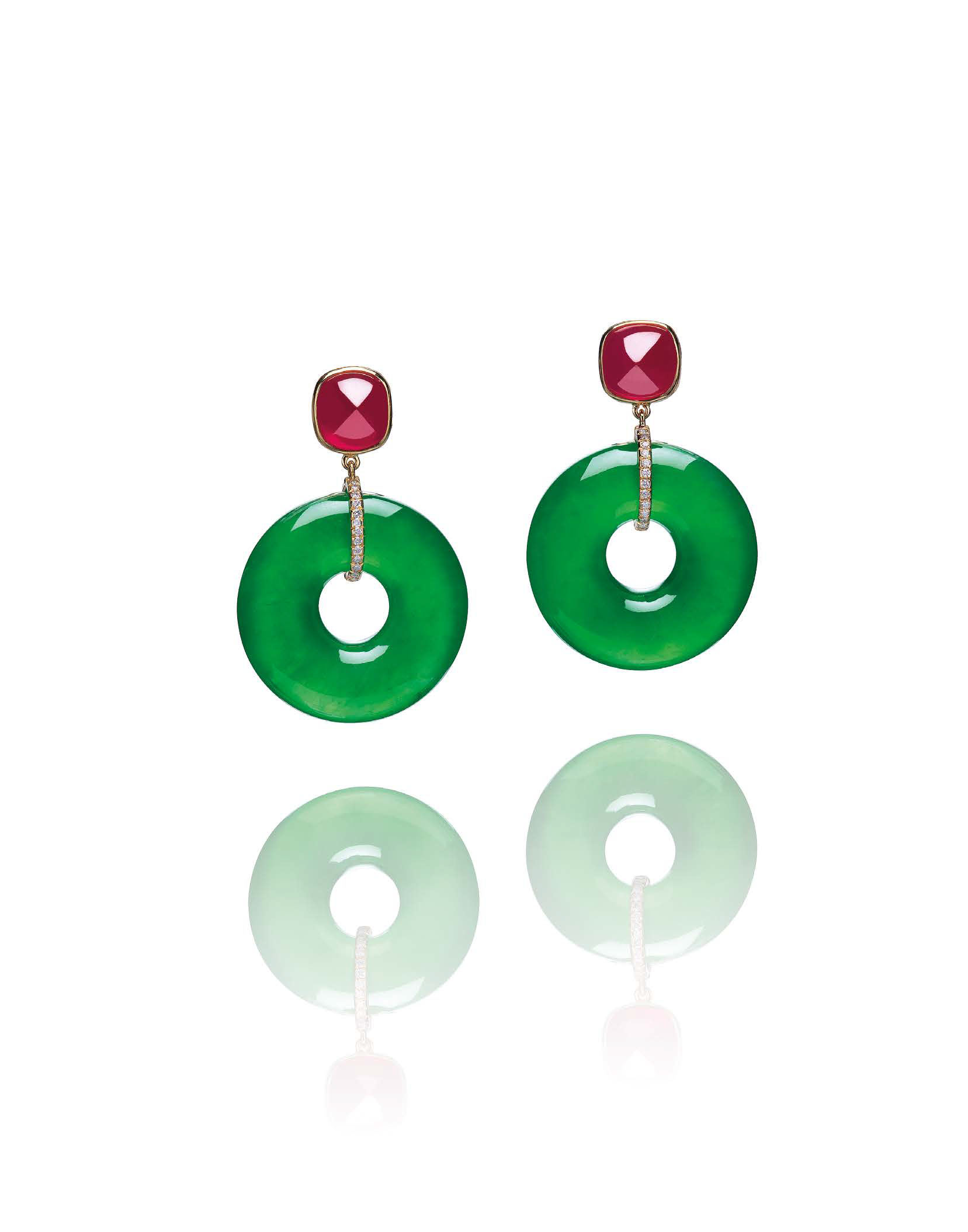 Jadeite, Ruby and Diamond EarringsPrice Realised: HK$9,965,000 / US$1.29 millionAgainst its pre-sale low estimate of HK$3,800,000 / US$493,000