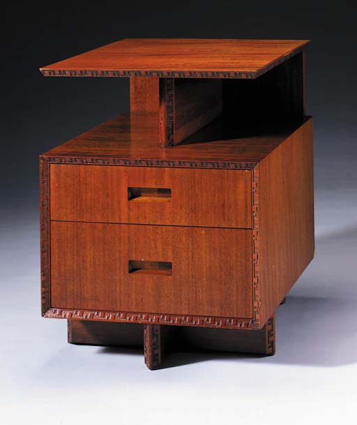 A MAHOGANY END TABLE , FRANK LLOYD WRIGHT FOR HERITAGE HENREDON, CIRCA