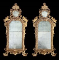 A PAIR OF SOUTH ITALIAN GILT-VARNISHED SILVERED (MECCA) MIRRORS