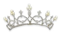 **A BELLE EPOQUE PEARL AND DIAMOND TIARA, BY FONTENAY