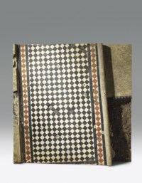 Black, White and Red Tile Study with Garden Path and Earth