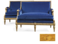 A PAIR OF LOUIS XVI GILTWOOD MARQUISES