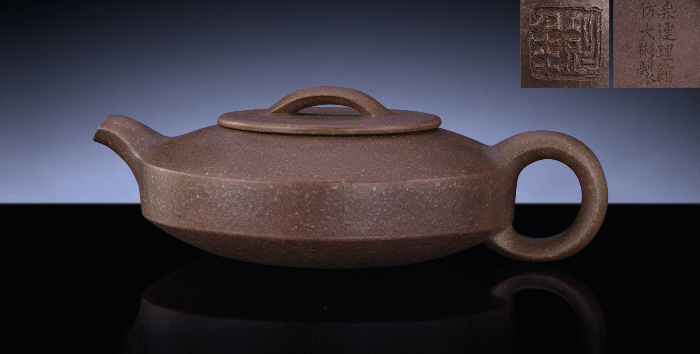 A RARE INSCRIBED CYLINDRICAL YIXING TEAPOT AND COVER , QING DYNASTY