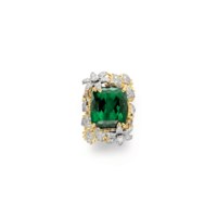 A GREEN TOURMALINE AND DIAMOND RING, BY BIELKA