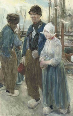 Paul Rink (1861-1903) , On the quay, Volendam Christies