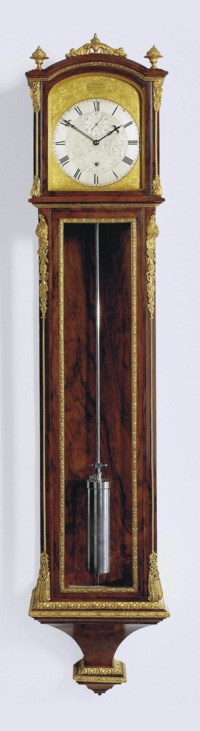 A VICTORIAN ORMOLU-MOUNTED WALNUT MONTH-GOING WALL REGULATOR
