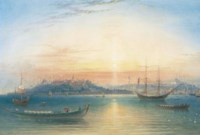 Constantinople, showing the Topkapi and the Suleimaniye with the Sultan's Barge in the foreground