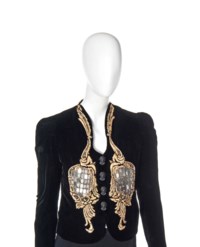 AN ELSA SCHIAPARELLI BLACK VELVET EVENING JACKET