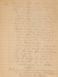 ARTAUD, Antonin (1896-1948). Lettre autographe signée de 16 pages recto-verso in-8 (210 x 160 mm), crayon sur papier d'écolier, adressée à Jacques Bonnefoy et datée Rodez 13 septembre 1945. (Traces de pliures, manque de quelques lettres sur le premier feuillet qui a été collé sur l'enveloppe.)