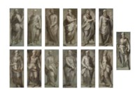 The Twelve Apostles: Saints Andrew, Thomas, Philip, Bartholomew, Simon Zealot, Mathias, James the Great, Jude, Matthew, Peter, James the Less and John; and Saint Paul
