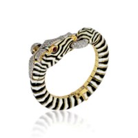 AN ENAMEL AND DIAMOND ZEBRA BANGLE, BY FRASCAROLO