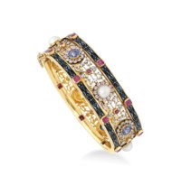 A LATE 19TH CENTURY ENAMEL AND GEM-SET BANGLE, BY FROMENT-MEURICE