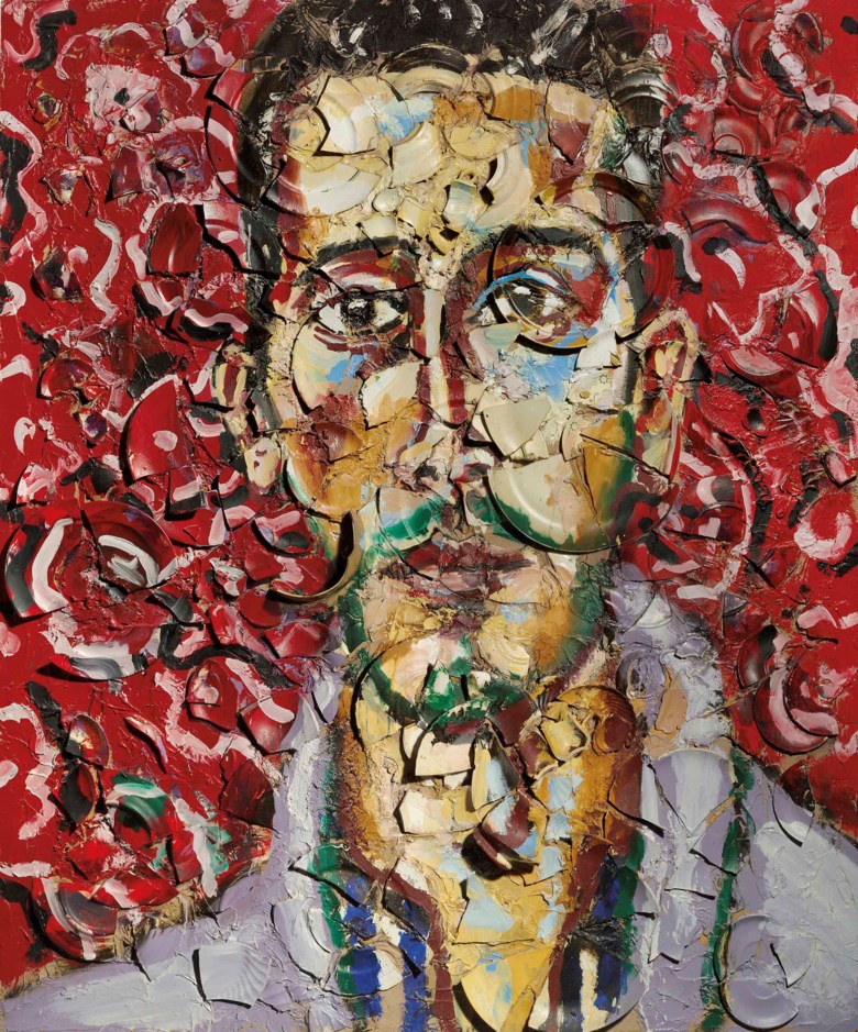 Julian Schnabel (b. 1951), Marc François Auboire, 1988. 72 x 60 x 6⅛ in (183 x 152.5 x 15.5 cm). Estimate £200,000-300,000. This lot is offered in Post-War and Contemporary Art Evening Auction on 6 October 2017  at Christie’s in London