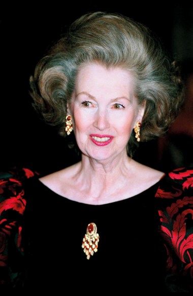 Raine, Countess Spencer, wearing the gold, ruby and diamond parure by Van Cleef & Arpels