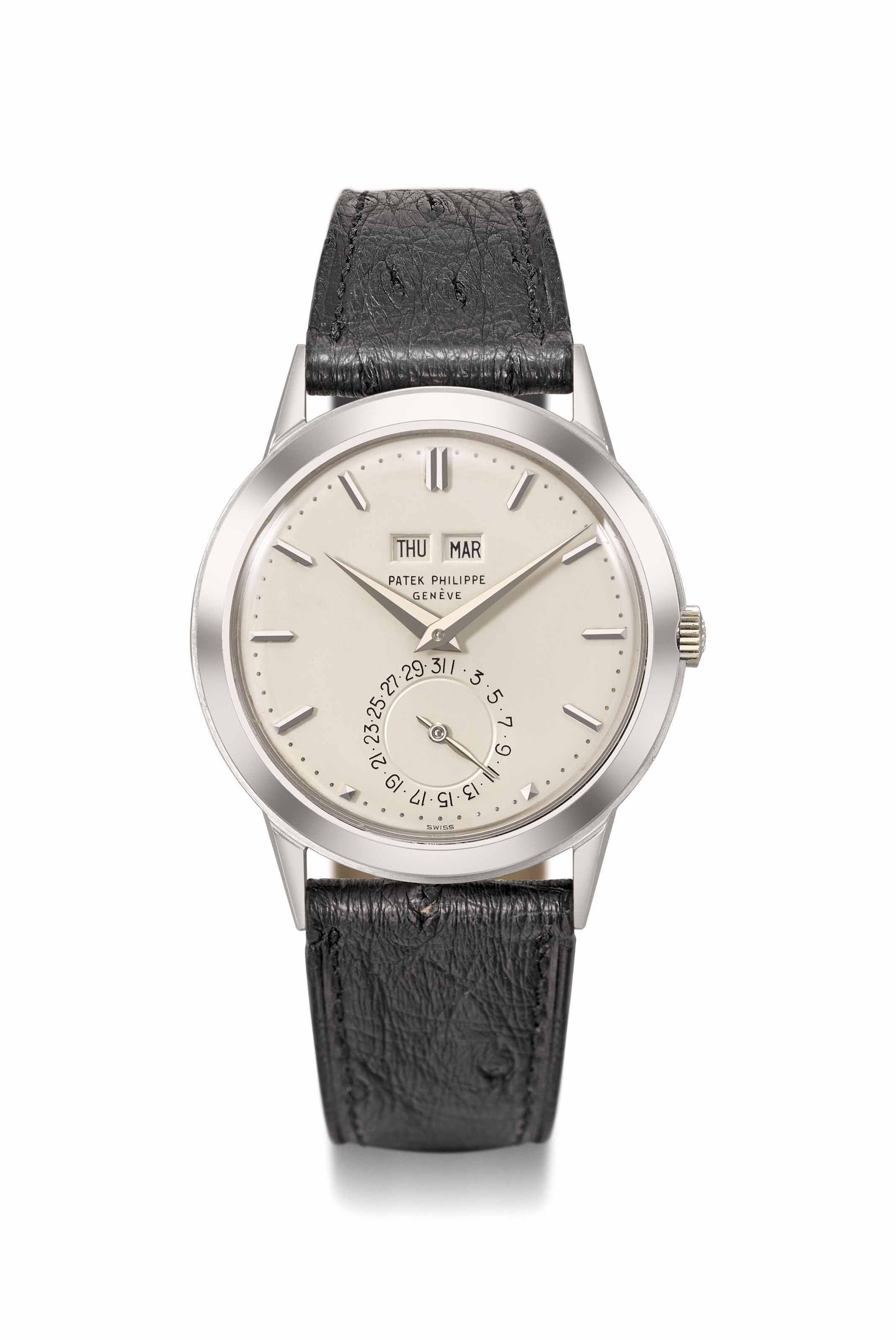 Patek Philippe. An exceptional and historically important 18K white gold automatic perpetual calendar wristwatch without moon phases, Signed Patek Philippe, Gen&egrave;ve, ref. 3448, movement no. 1&rsquo;119&rsquo;585, case no. 332&rsquo;625, manufactured in 1981.&nbsp;Sold for CHF 972,500 on 13 November 2017  at Christie&rsquo;s in Geneva