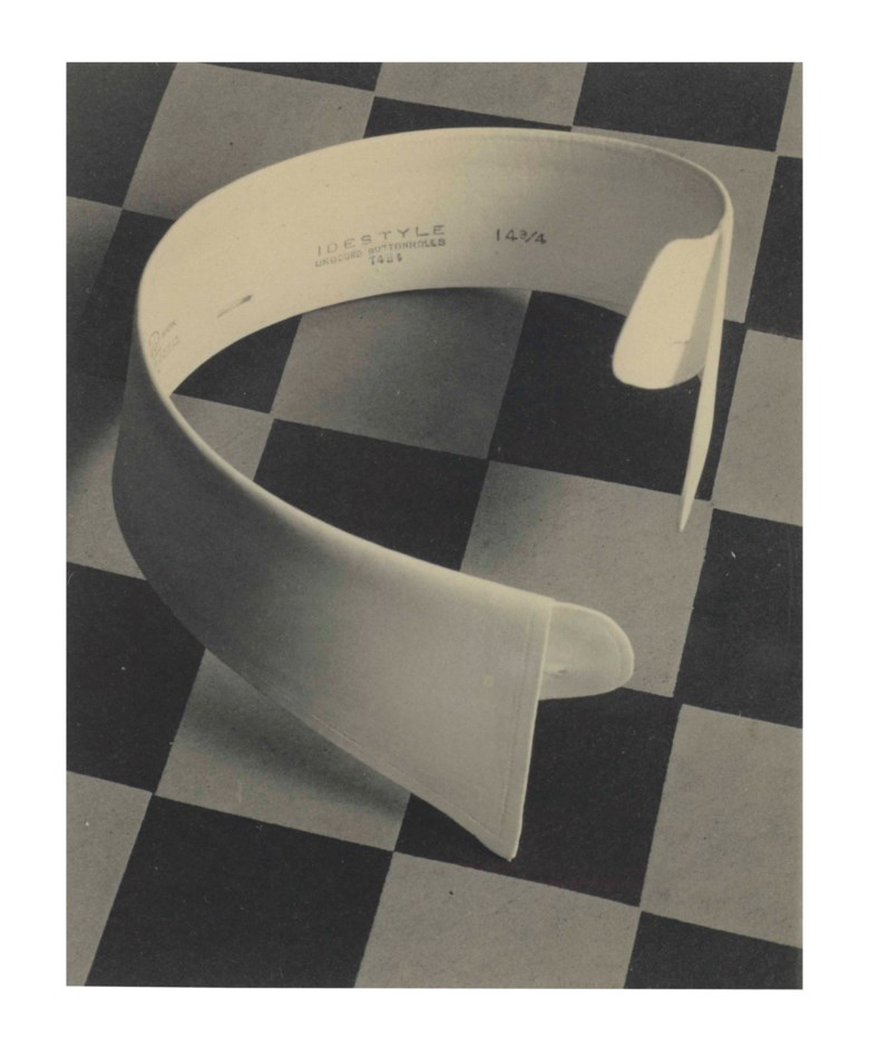 Paul Outerbridge Jr. (1896–1958), Ide Collar, 1922. Sheet 5 x 4  in (12.7 x 10.1  cm). Estimate $250,000-350,000. This lot is offered in Visionaries Photographs from the Emily and Jerry Spiegel Collection on 10 October 2017  at Christie’s in New York