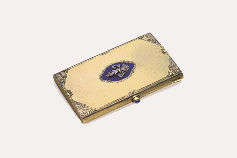 An 18k gold, silver and diamond case, mark of Cartier, Paris, first half 20th century. 3  in (7.6  cm) long. This lot was offered in THE COLLECTOR 19th Century Furniture, Sculpture, Works of Art, Ceramics & Silver on 17 October 2017  at Christie’s in New York