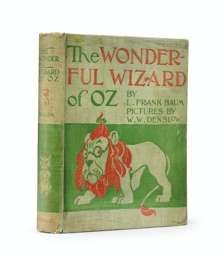 Baum, L. Frank (1856-1919). The Wonderful Wizard of Oz. Chicago Geo. M. Hill Co., 1900. Letter, photograph and book displayed together in a shadow-box  frame. Estimate $30,000-50,000. This lot is offered in Fine Printed Books and Manuscripts Including Americana on 5 December 2017  at Christie’s in New York