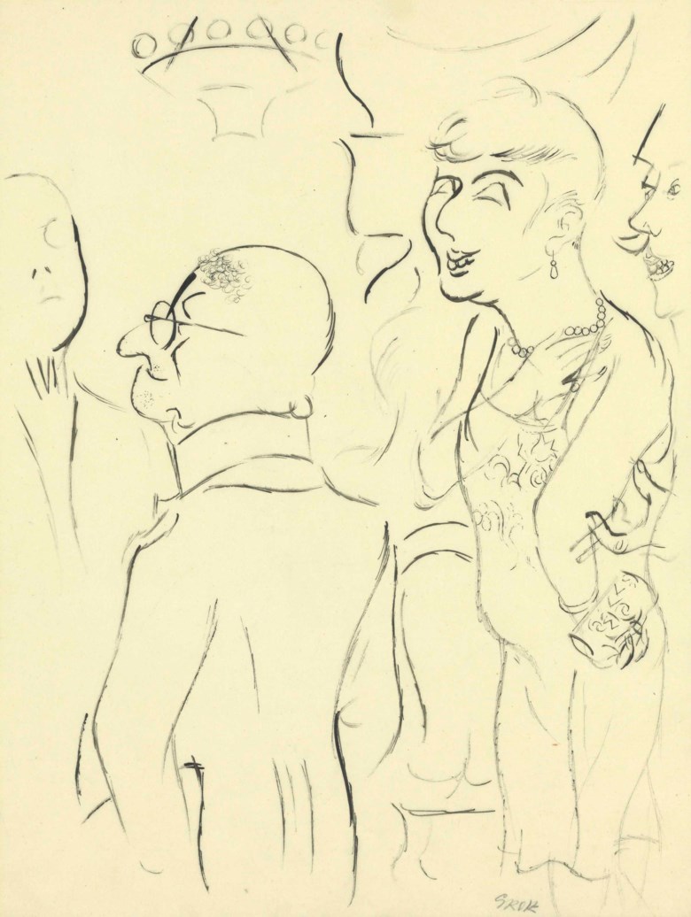 George Grosz (1893-1959), Society, circa 1926. 17¾ x 14⅛  in (45.4 x 35.6  cm). Sold for $13,750 on 14 November 2017 at Christie’s in New York