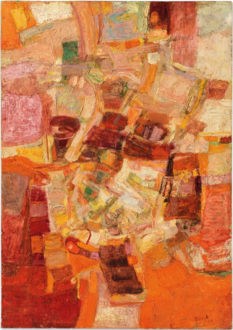 Shafic Abboud (1926-2004), Composition, 1958. 36¼ x 25¼ in (92 x 64 cm). Estimate £30,000-40,000. This lot is offered in the Post-War and Contemporary Art Day Auction on 7 March 2018  at Christie’s in London
