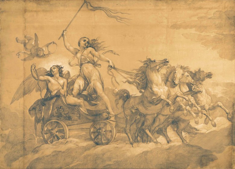 Giuseppe Bezzuoli (Florence 1784-1855), Folly Driving the Chariot of Love. 135¾ x 189½  in (344 x 481 cm). Estimate $50,000-80,000. This lot is offered in Old Master & British Drawings on 30 January 2018  at Christie’s in New York