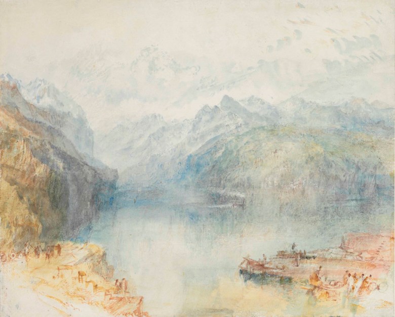 Joseph Mallord William Turner, R.A. (London 1775-1851), The Lake of Lucerne from Brunnen, with a Steamer. 9 ¾ x 12⅛  in (24.8 x 30.8 cm). Estimate $800,000-1,200,000. This lot is offered in Old Master & British Drawings on 30 January 2018  at Christie’s in New York