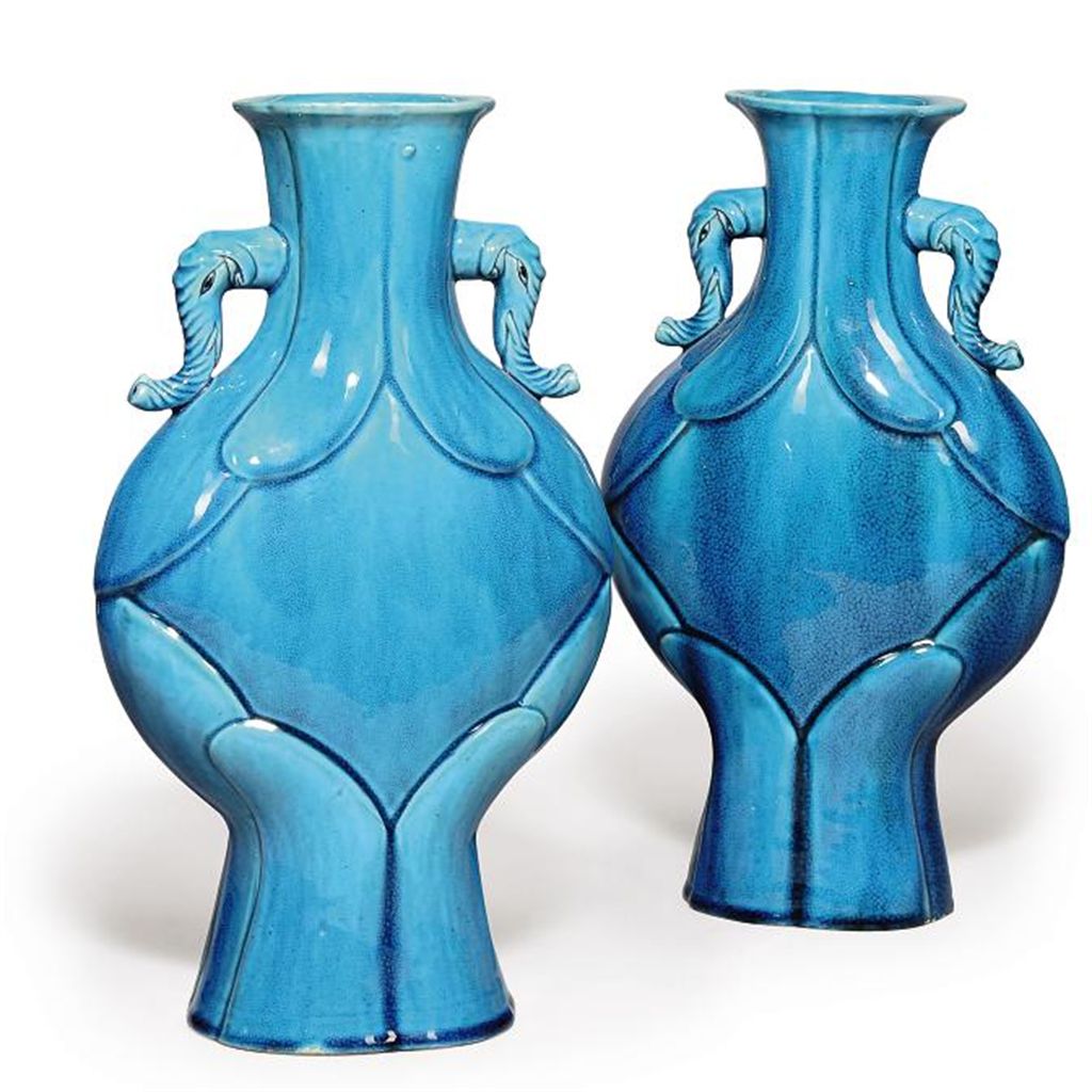 A PAIR OF CHINESE TURQUOISE GLAZED VASES , 19TH CENTURY Christie's