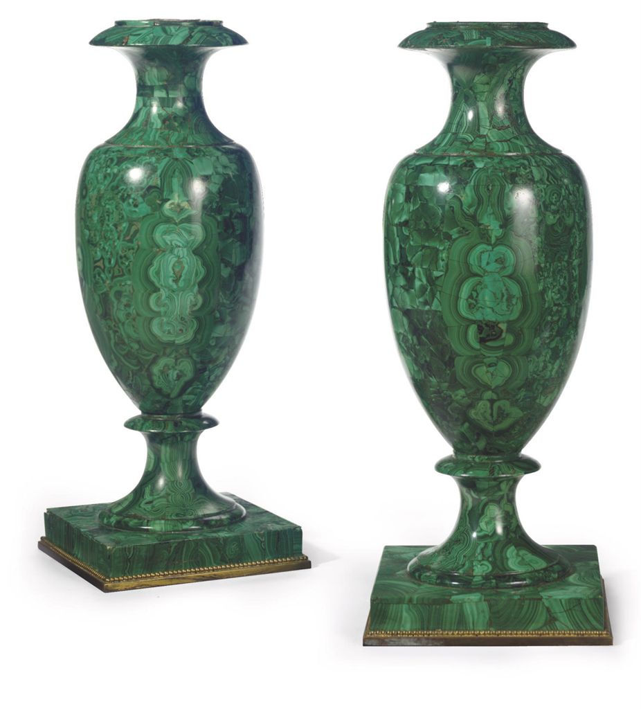 A PAIR OF RUSSIAN MALACHITE VASES , EARLY 19TH CENTURY Christie's