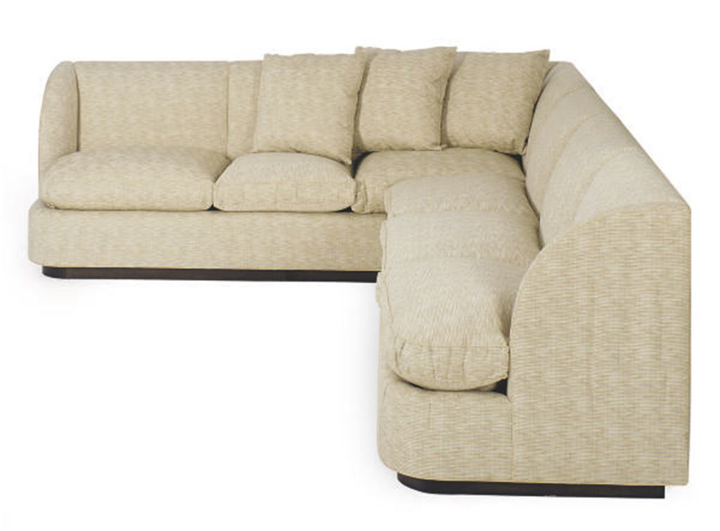 A MERIDIAN BEIGE UPHOLSTERED SECTIONAL SOFA, , BY A. SCHNELLER SONS