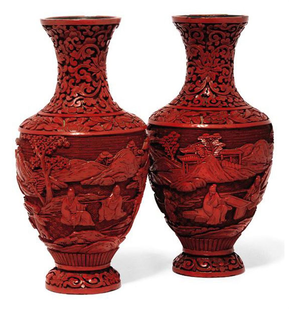 A PAIR OF CHINESE CINNABAR LACQUER VASES , CIRCA 1900 Christie's