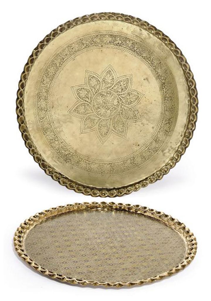 TWO LARGE INDIAN BRASS TRAYS , 20TH CENTURY Christie's