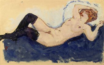 Reclining nude with stockings (recto); reclining nude (verso)  