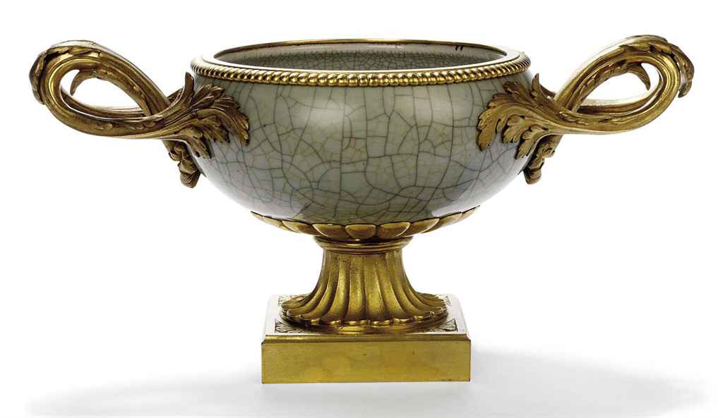 A FRENCH ORMOLU-MOUNTED CHINESE CELADON PORCELAIN VASE