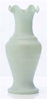 A VERY RARE SEMI-TRANSLUCENT PALE MILKY BLUE-GREEN GLASS BALUSTER VASE  