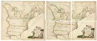 BUELL, Abel (1742-1822). A New and Correct Map of the United States of North America Layd Down from the Latest Observations and Best Authorities Agreeable to the Peace of 1783. Humbly Inscribed to his Excellency the Governor and Company of the State of Connecticut By their Most Obedient and Very Humble Servant Abel Buell. New Haven: Abel Buell, 1784.