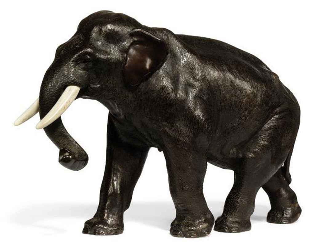 A JAPANESE BRONZE MODEL OF AN ELEPHANT , MEIJI PERIOD (1886 1912