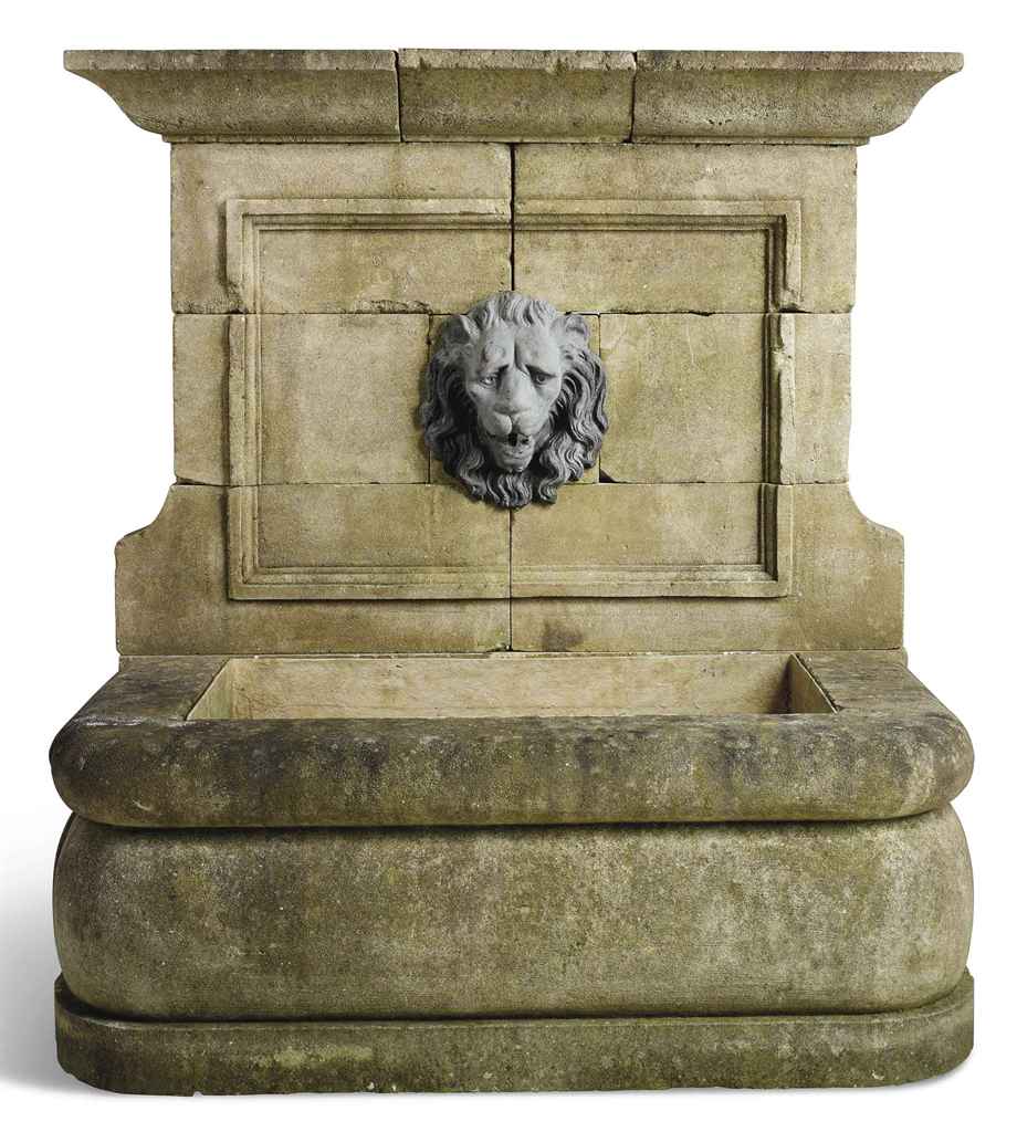A LIMESTONE WALL FOUNTAIN , MODERN Christie's