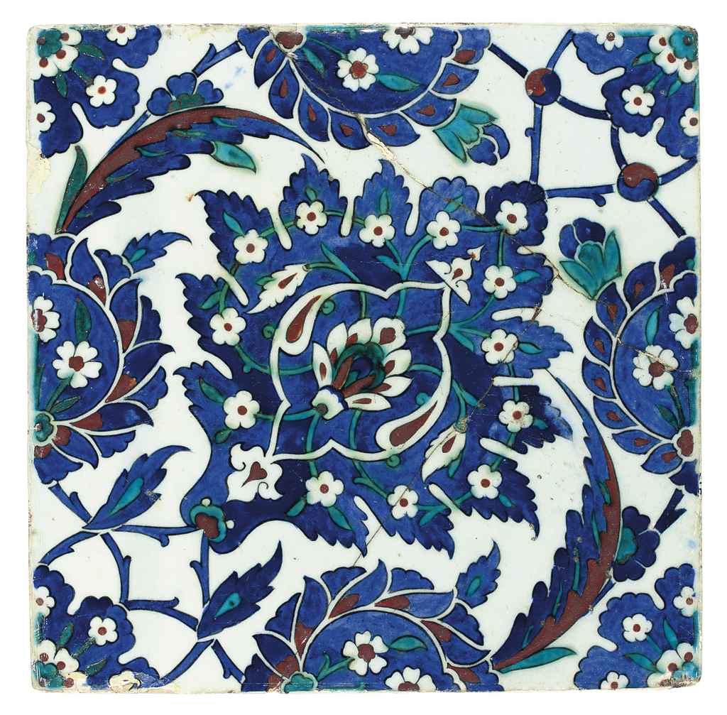AN IZNIK POTTERY TILE , OTTOMAN TURKEY, CIRCA 1570 | Christie&rsquo;s