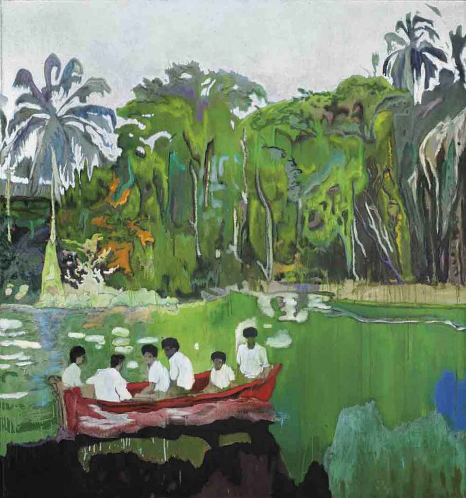 peter doig figures in red boat