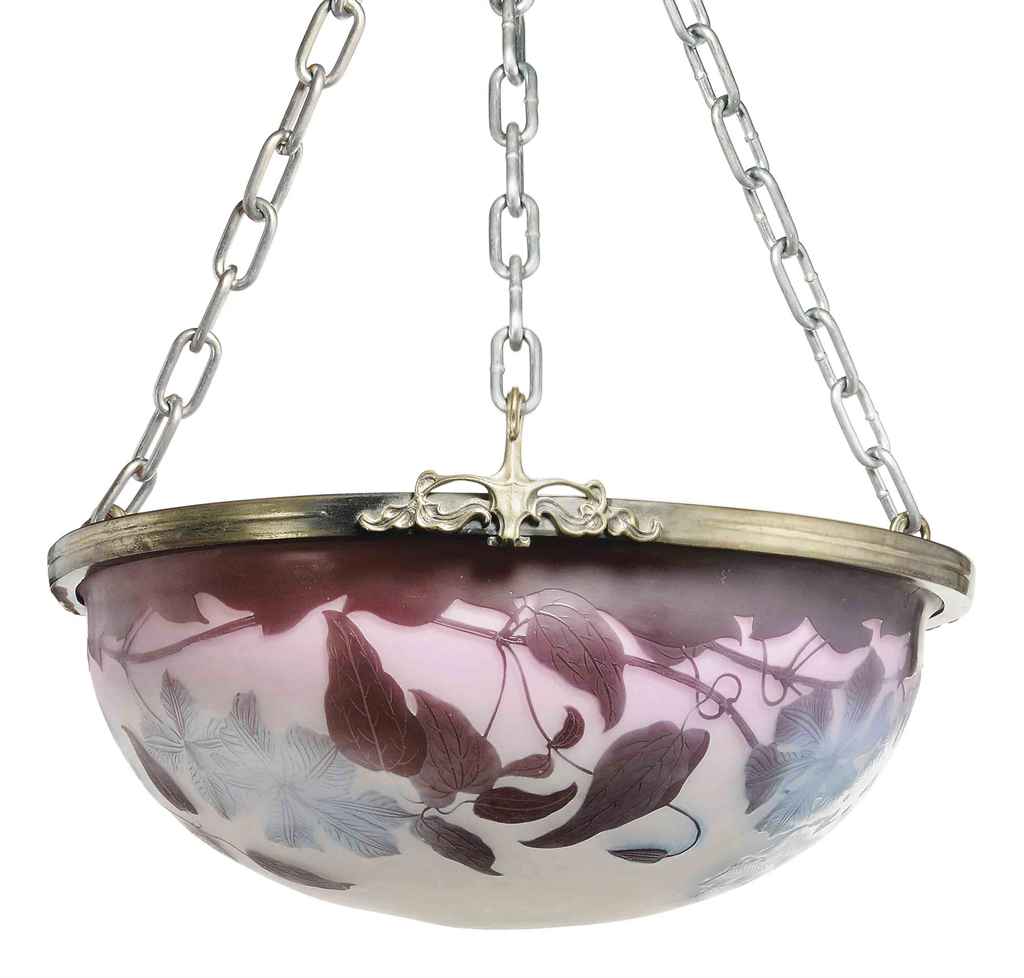 AN EMILE GALLÉ CAMEO GLASS CEILING SHADE