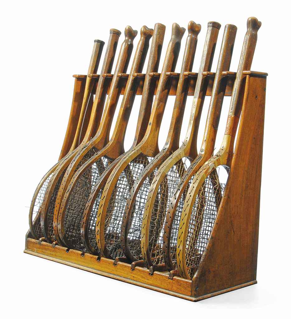 AN EDWARDIAN MAHOGANY TENNIS RACQUET STAND , FIRST HALF 20TH CENTURY Christie's