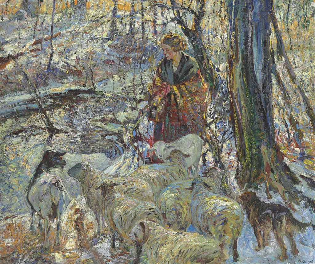 John Edward Costigan (1888-1972) , Sheep at the Brook | Christie's