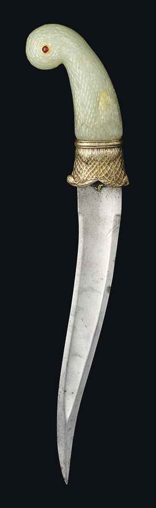 A MUGHAL JADE-HILTED DAGGER AND SCABBARD, INDIA, 18TH CENTURY ...