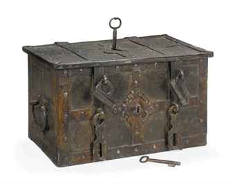 Furniture German on German Iron Armada Chest 17th Century Private Collections