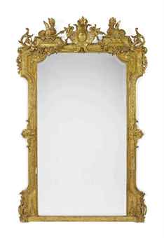 A FRENCH GILT GESSO OVERMANTEL MIRROR  