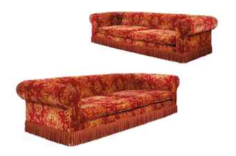 A PAIR OF LARGE CHESTERFIELD SOFAS  