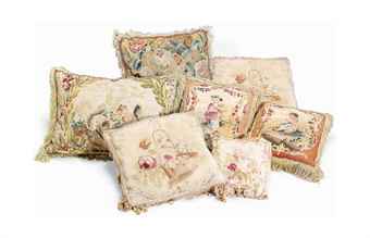 SEVEN FRENCH AUBUSSON TAPESTRY CUSHIONS  