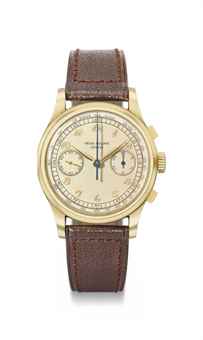 Patek Philippe. An extremely rare, large and attractive 18K gold chronograph wristwatch with Breguet numerals 