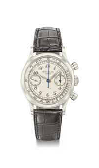 Patek Philippe. A very fine, rare and highly attractive stainless steel chronograph wristwatch with Breguet numerals 
